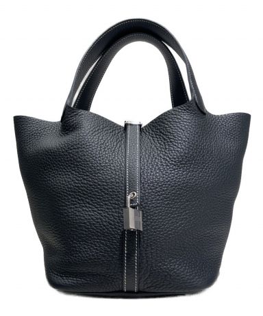 【BIGお買い物ラリー★30%OFFセール中】エルメス HERMES 手袋カラーステッチ ♯6.5 ブラック系 レディース 中古 中古・古着通販】HERMES (エルメス) ピコタンロックMM ブラック