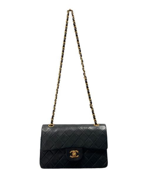 CHANEL（シャネル）CHANEL (シャネル) Wフラップチェーンショルダーバッグ ブラック サイズ:23の古着・服飾アイテム