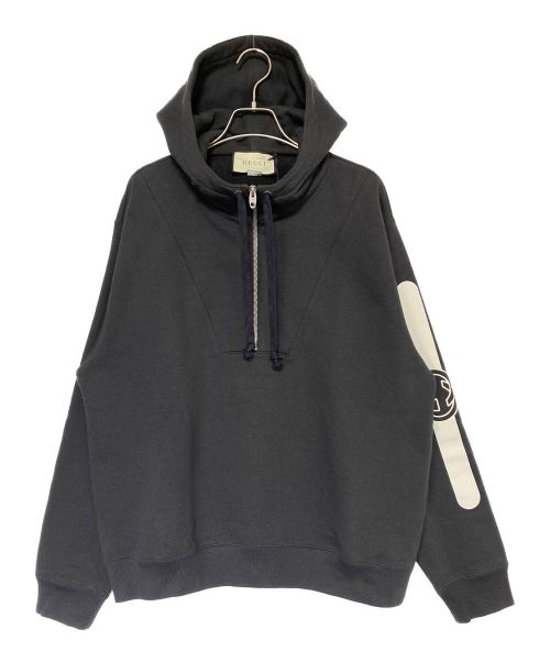 GUCCI（グッチ）GUCCI (グッチ) ハーフジップパーカー ブラック サイズ:Mの古着・服飾アイテム