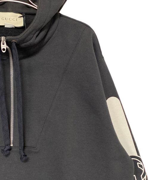 GUCCI（グッチ）GUCCI (グッチ) ハーフジップパーカー ブラック サイズ:Mの古着・服飾アイテム