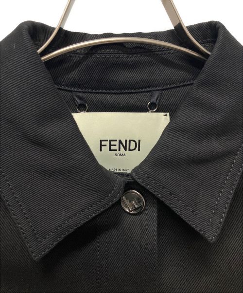 FENDI（フェンディ）FENDI (フェンディ) 刺繍ロゴ切替デニムジャケット ブラック サイズ:40の古着・服飾アイテム