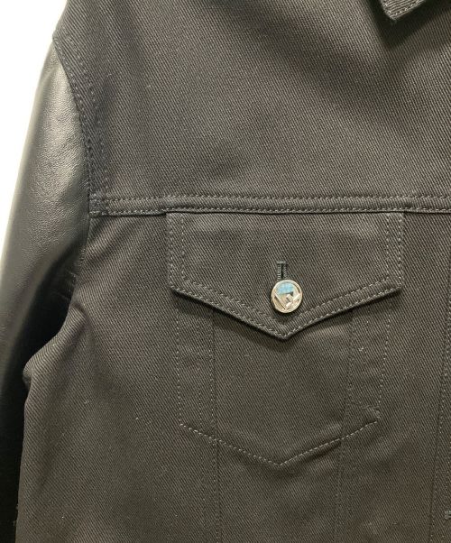 FENDI（フェンディ）FENDI (フェンディ) 刺繍ロゴ切替デニムジャケット ブラック サイズ:40の古着・服飾アイテム
