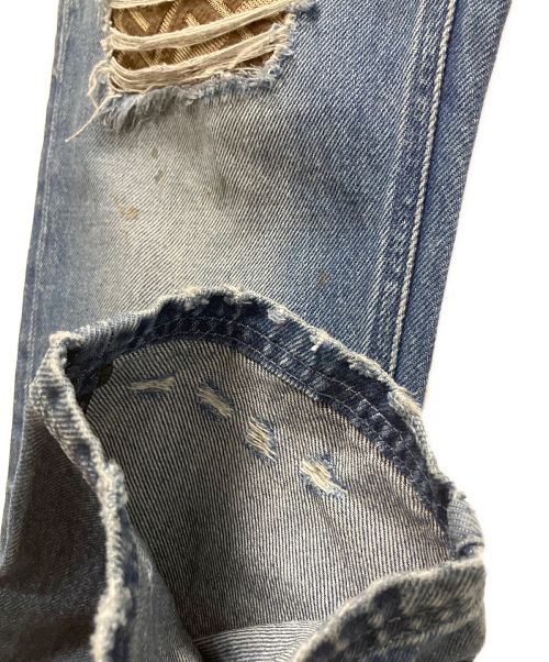 FENDI（フェンディ）FENDI (フェンディ) ダメージ加工ロゴデニムパンツ ブルー サイズ:33/34の古着・服飾アイテム