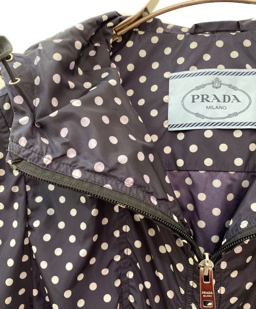 PRADA（プラダ）PRADA (プラダ) ドッド柄ナイロンジップパーカー ネイビー サイズ:36の古着・服飾アイテム