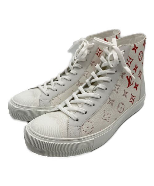 LOUIS VUITTON（ルイ ヴィトン）LOUIS VUITTON (ルイ ヴィトン) TATTOO LINE HIGHCUT SNEAKER/タトゥーラインハイカットスニーカー ホワイト×レッド サイズ:7 1/2の古着・服飾アイテム