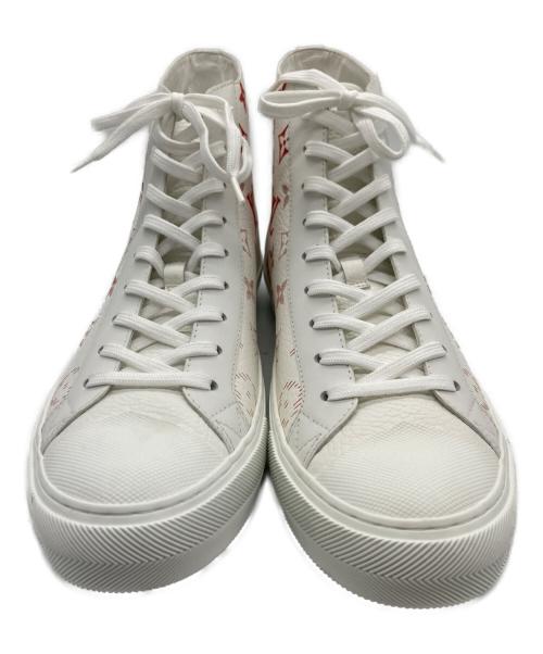 LOUIS VUITTON（ルイ ヴィトン）LOUIS VUITTON (ルイ ヴィトン) TATTOO LINE HIGHCUT SNEAKER/タトゥーラインハイカットスニーカー ホワイト×レッド サイズ:7 1/2の古着・服飾アイテム