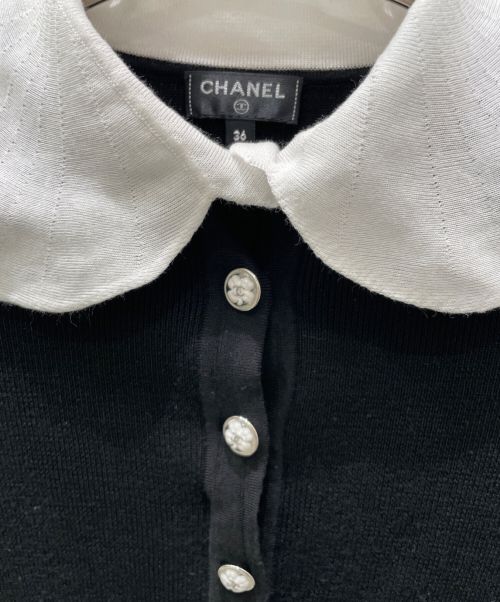 CHANEL（シャネル）CHANEL (シャネル) Coco Button Knit Polo Shirt ブラック サイズ:36の古着・服飾アイテム