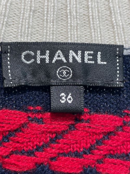 CHANEL（シャネル）CHANEL (シャネル) ボーダーニット ネイビー サイズ:36の古着・服飾アイテム