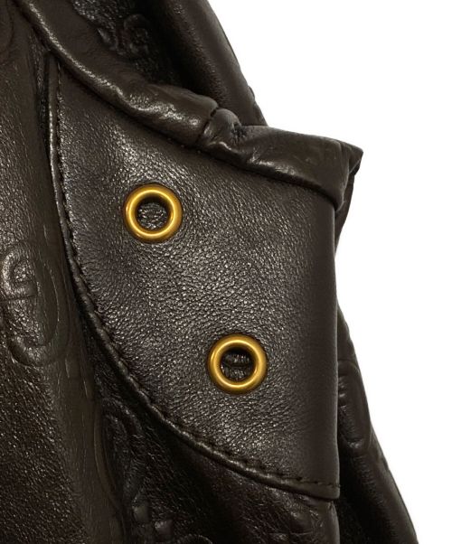 GUCCI（グッチ）GUCCI (グッチ) GG柄レザージャケット ブラウン サイズ:SIZE 48の古着・服飾アイテム