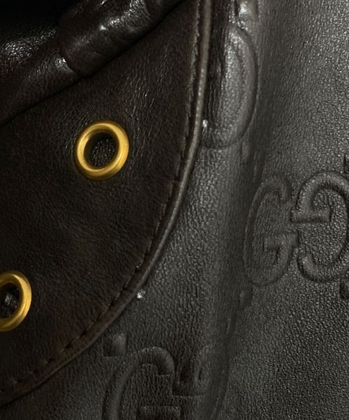 GUCCI（グッチ）GUCCI (グッチ) GG柄レザージャケット ブラウン サイズ:SIZE 48の古着・服飾アイテム