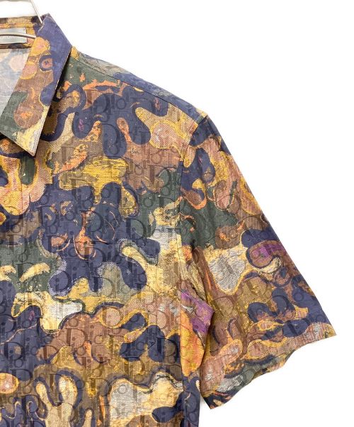 DIOR HOMME（ディオール オム）DIOR HOMME (ディオール オム) PETER DOIG (ピーター ドイグ) カモフラージュジャガード半袖シルクシャツ マルチカラー サイズ:37の古着・服飾アイテム