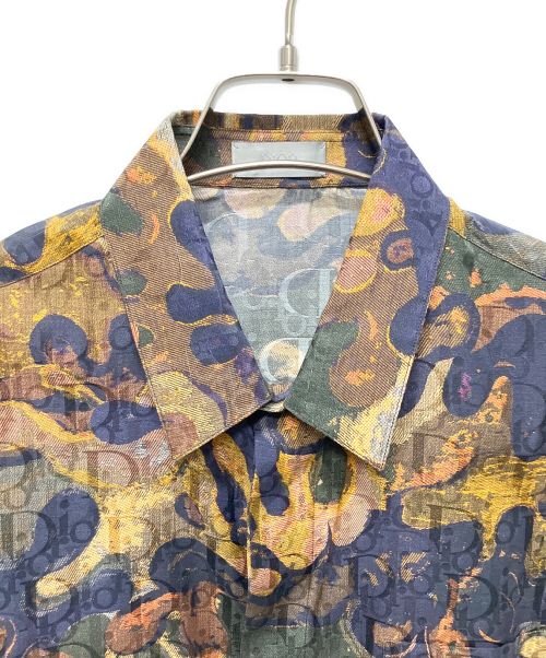 DIOR HOMME（ディオール オム）DIOR HOMME (ディオール オム) PETER DOIG (ピーター ドイグ) カモフラージュジャガード半袖シルクシャツ マルチカラー サイズ:37の古着・服飾アイテム