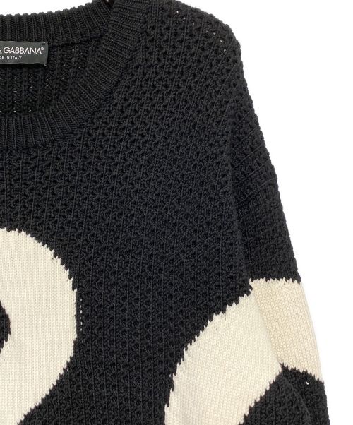 DOLCE & GABBANA（ドルチェ＆ガッバーナ）DOLCE & GABBANA (ドルチェ＆ガッバーナ) ビッグロゴクルーネックニット ブラック×ホワイト サイズ:Sの古着・服飾アイテム