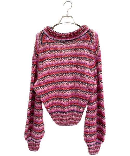 CHANEL（シャネル）CHANEL (シャネル) Vネックボーダーニット ピンク サイズ:38の古着・服飾アイテム