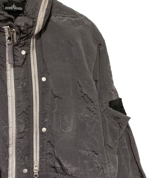 STONE ISLAND（ストーンアイランド）STONE ISLAND (ストーンアイランド) SHADOW PROJECTストライプナイロンコート グレー サイズ:Lの古着・服飾アイテム