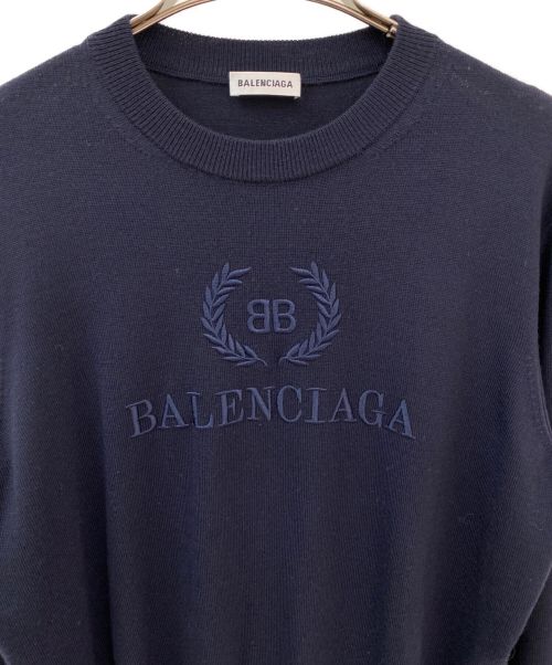 BALENCIAGA（バレンシアガ）BALENCIAGA (バレンシアガ) 刺繍ニット ネイビー サイズ:XSの古着・服飾アイテム