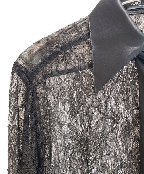DOLCE & GABBANA（ドルチェ＆ガッバーナ）DOLCE & GABBANA (ドルチェ＆ガッバーナ) Chantilly lace shirt  ブラック サイズ:36の古着・服飾アイテム