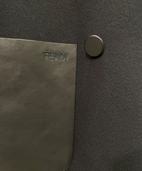 FENDI（フェンディ）FENDI (フェンディ) レザーポケットブレストコート ブラック サイズ:38の古着・服飾アイテム