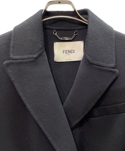 FENDI（フェンディ）FENDI (フェンディ) レザーポケットブレストコート ブラック サイズ:38の古着・服飾アイテム