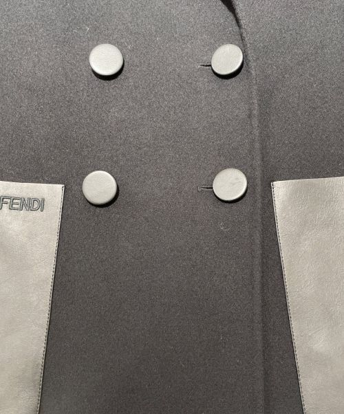 FENDI（フェンディ）FENDI (フェンディ) レザーポケットブレストコート ブラック サイズ:38の古着・服飾アイテム