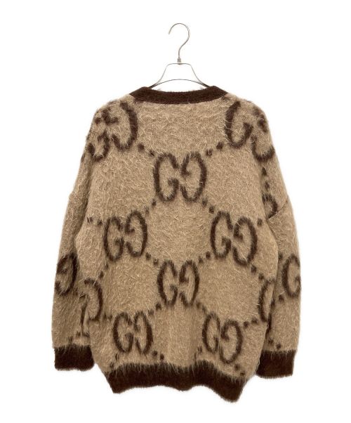 GUCCI（グッチ）GUCCI (グッチ) リバーシブル GG モヘア ウール カーディガン ブラウン サイズ:Mの古着・服飾アイテム