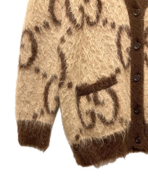 GUCCI（グッチ）GUCCI (グッチ) リバーシブル GG モヘア ウール カーディガン ブラウン サイズ:Mの古着・服飾アイテム