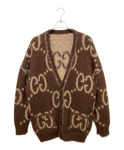 GUCCI（グッチ）GUCCI (グッチ) リバーシブル GG モヘア ウール カーディガン ブラウン サイズ:Mの古着・服飾アイテム