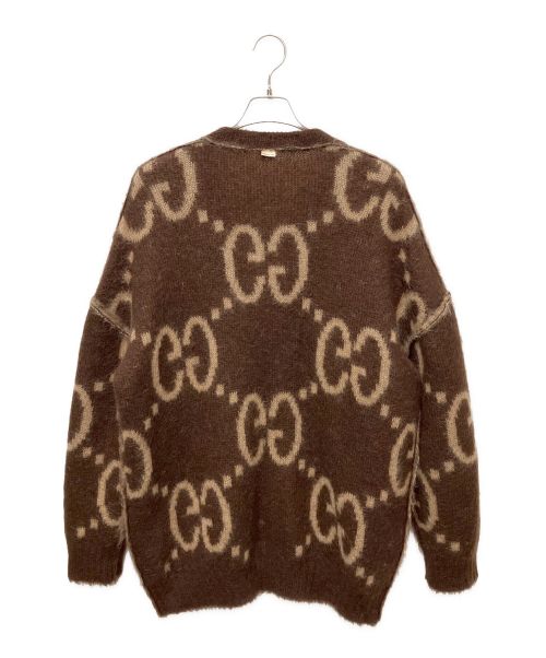 GUCCI（グッチ）GUCCI (グッチ) リバーシブル GG モヘア ウール カーディガン ブラウン サイズ:Mの古着・服飾アイテム