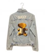 GUCCIグッチ）の古着「GUCCYベアワッペントラッカーデニムジャケット」｜スカイブルー
