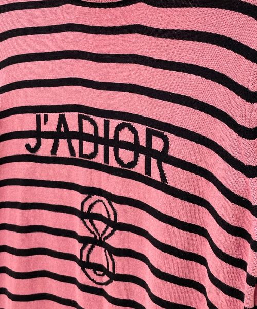 Christian Dior（クリスチャン ディオール）Christian Dior (クリスチャン ディオール) J'ADIOR スパイダー ボーダー ニット カットソー ピンク サイズ:38の古着・服飾アイテム