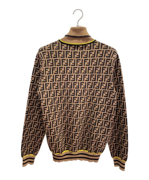 FENDI（フェンディ）FENDI (フェンディ) ズッカタートルネックニット ブラウン×ブラック サイズ:50の古着・服飾アイテム