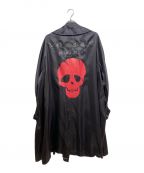 COMME des GARCONS HOMME PLUSコムデギャルソンオムプリュス）の古着「22SS 花の存在期 バックスカルプリント丸襟キュプラコート」｜ブラック