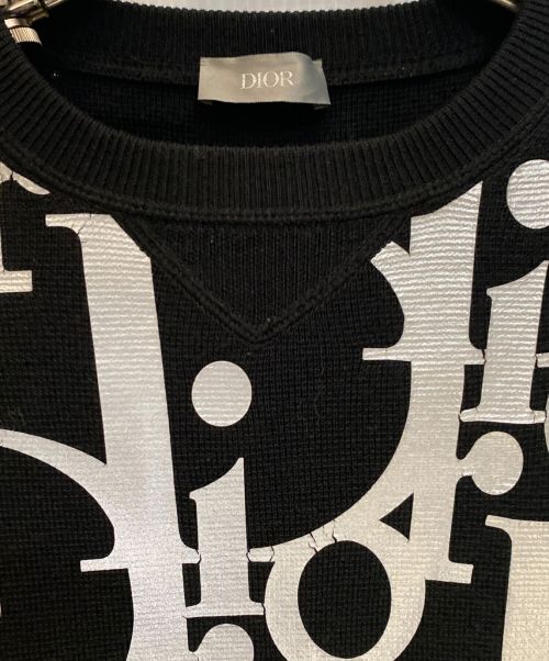 Dior（ディオール）Dior (ディオール) 総柄プリントニット ブラック×シルバー サイズ:XSの古着・服飾アイテム