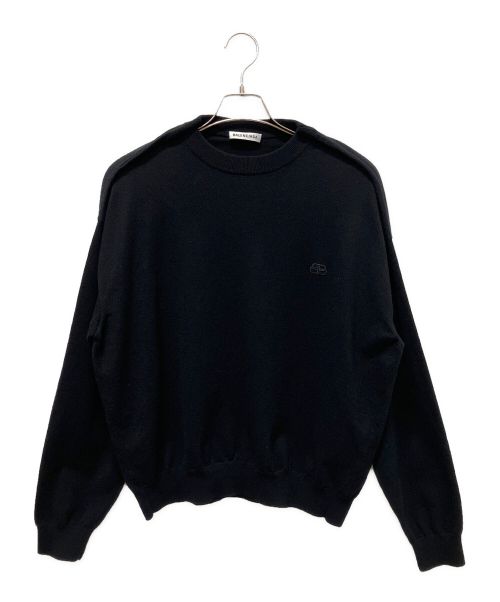 BALENCIAGA（バレンシアガ）BALENCIAGA (バレンシアガ) BBロゴ刺繍ショルダーデザインニット ブラック サイズ:Sの古着・服飾アイテム