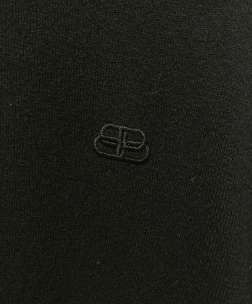 BALENCIAGA（バレンシアガ）BALENCIAGA (バレンシアガ) BBロゴ刺繍ショルダーデザインニット ブラック サイズ:Sの古着・服飾アイテム