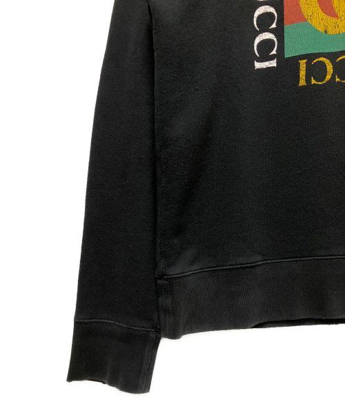GUCCI（グッチ）GUCCI (グッチ) ダメージ加工クルーネック スウェット ブラック サイズ:Lの古着・服飾アイテム