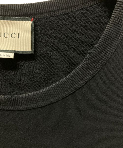GUCCI（グッチ）GUCCI (グッチ) ダメージ加工クルーネック スウェット ブラック サイズ:Lの古着・服飾アイテム