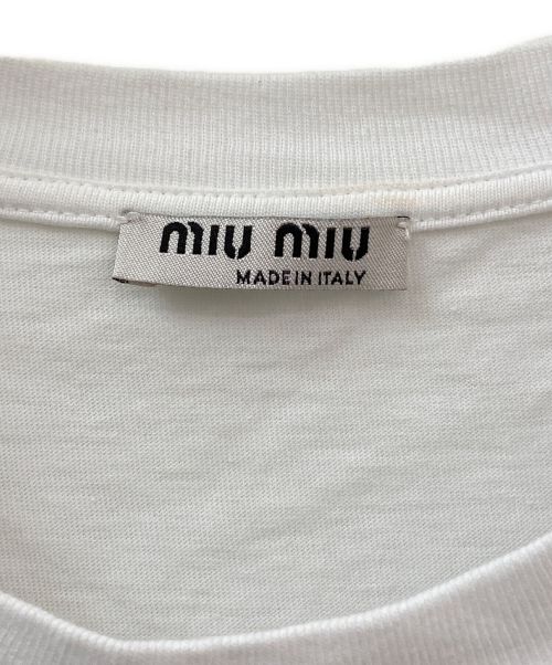 MIU MIU（ミュウミュウ）MIU MIU (ミュウミュウ) スパンコールロゴTシャツ ホワイト サイズ:XSの古着・服飾アイテム