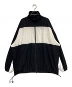 BALENCIAGAバレンシアガ）の古着「ロゴプリントトラックジャケット」｜ブラック×ホワイト