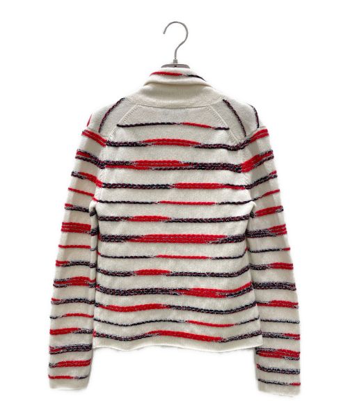 CHANEL（シャネル）CHANEL (シャネル) ボーダーニットジャケット アイボリー×レッド サイズ:34の古着・服飾アイテム