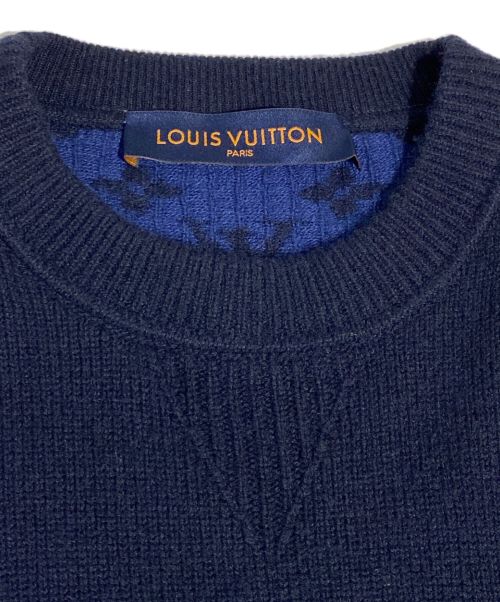 LOUIS VUITTON（ルイ ヴィトン）LOUIS VUITTON (ルイ ヴィトン) カシミヤ×ウール モノグラム ニット プルオーバー ネイビー×ブルー サイズ:Mの古着・服飾アイテム