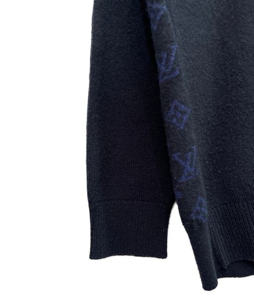 LOUIS VUITTON（ルイ ヴィトン）LOUIS VUITTON (ルイ ヴィトン) カシミヤ×ウール モノグラム ニット プルオーバー ネイビー×ブルー サイズ:Mの古着・服飾アイテム