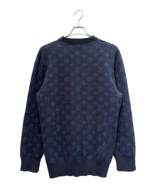 LOUIS VUITTON（ルイ ヴィトン）LOUIS VUITTON (ルイ ヴィトン) カシミヤ×ウール モノグラム ニット プルオーバー ネイビー×ブルー サイズ:Mの古着・服飾アイテム