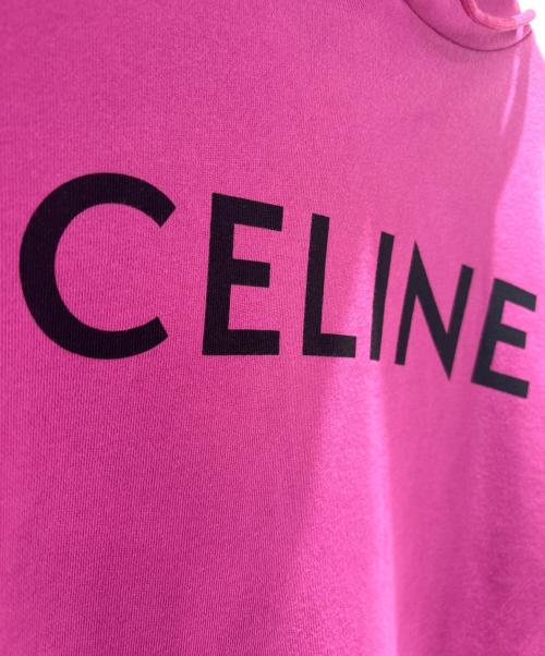 CELINE（セリーヌ）CELINE (セリーヌ) ロゴ スウェット プルオーバーパーカー パープル サイズ:Sの古着・服飾アイテム