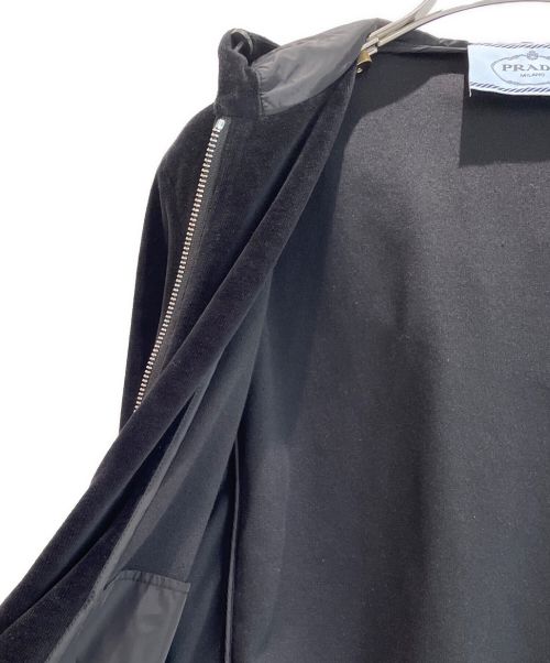 PRADA（プラダ）PRADA (プラダ) ベロア ジップ フーディ ブラック サイズ:Mの古着・服飾アイテム