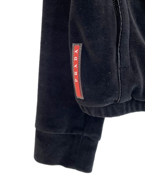 PRADA（プラダ）PRADA (プラダ) ベロア ジップ フーディ ブラック サイズ:Mの古着・服飾アイテム