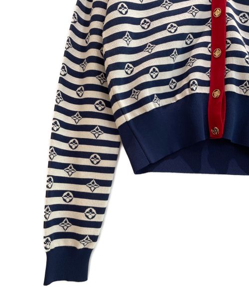 LOUIS VUITTON（ルイ ヴィトン）LOUIS VUITTON (ルイ ヴィトン)  LVエスカル モノグラム ボーダーニット カーディガン アイボリー×ネイビー サイズ:Sの古着・服飾アイテム