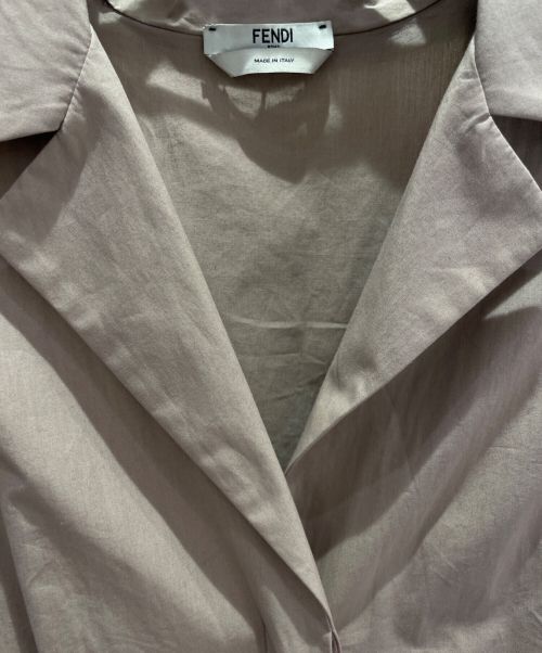 FENDI（フェンディ）FENDI (フェンディ) オープンカラードレスワンピース ブラウン サイズ:36の古着・服飾アイテム