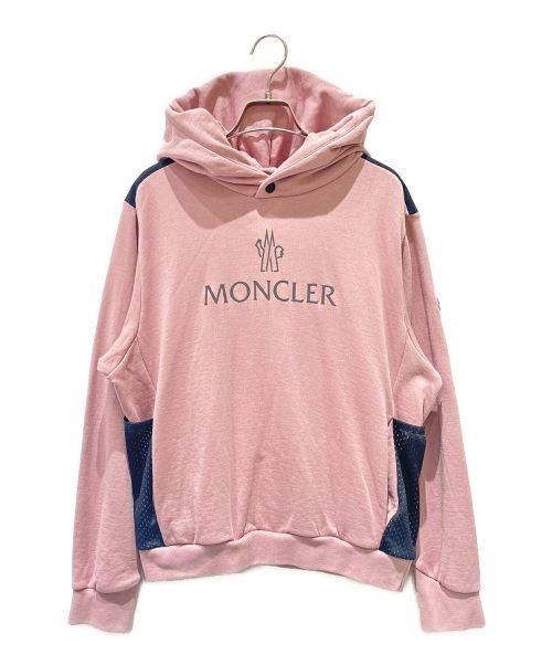 MONCLER（モンクレール）MONCLER (モンクレール) Logo-Print Panelled Hoodie ピンク サイズ:Sの古着・服飾アイテム