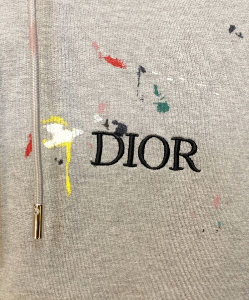 Dior（ディオール）Dior (ディオール) 刺繍ペイントプルオーバーパーカー グレー サイズ:Sの古着・服飾アイテム